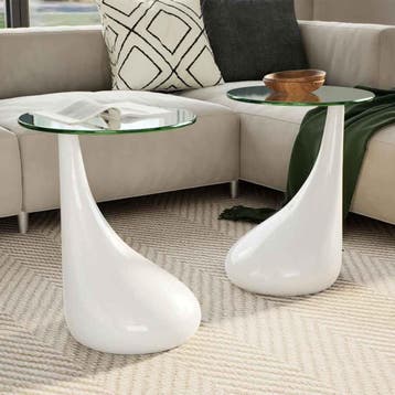 vidaXL Salontafel met rond glazen tafelblad hoogglans wit 2, Verzenden