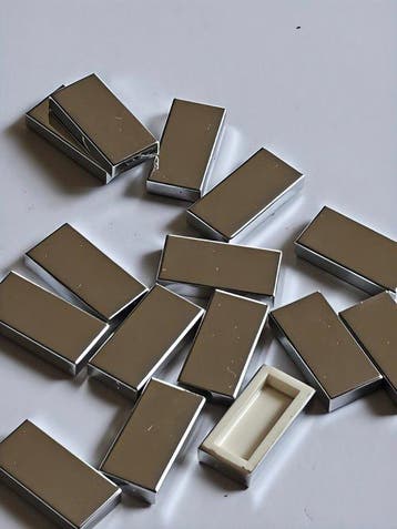 Lego Stenen - Classic Town - Lego custom tile 1x2 - chrome