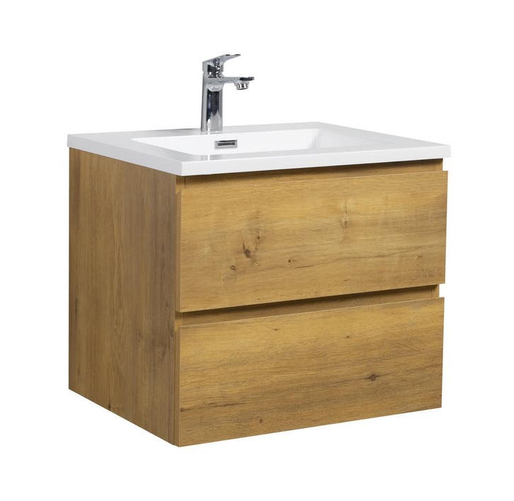 Badkamermeubel Set Angela 60 cm Eiken Badmeubel, Huis en Inrichting, Badkamer | Badkamermeubels, Nieuw, Verzenden