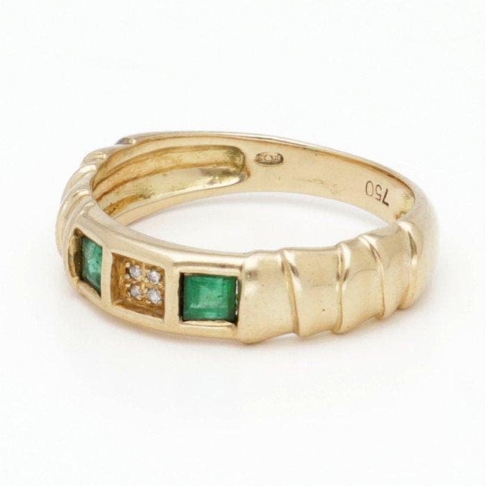 Bague - 18 carats Or jaune Diamant (Naturelle) - émeraude, Bijoux, Sacs & Beauté, Bagues