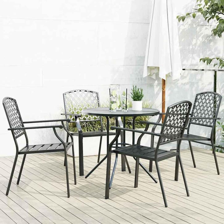 vidaXL 5-delige Tuinset stapelbaar gepoedercoat staal, Jardin & Terrasse, Ensembles de jardin, Envoi