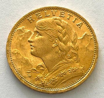 Zwitserland. 20 Francs 1922 B - Vreneli