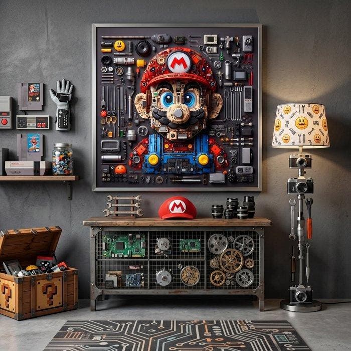 daveY - Mario The Mechanical Hero – Tela Pop Art 60x80 cm, Kinderen en Baby's, Speelgoed | Duplo en Lego