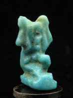 Oud-Egyptisch Faience amulet van de God Shu (1x) - 1.7 cm