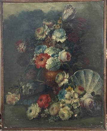 Scuola napoletana (XVIII) - Vaso con Fiori, Antiek en Kunst