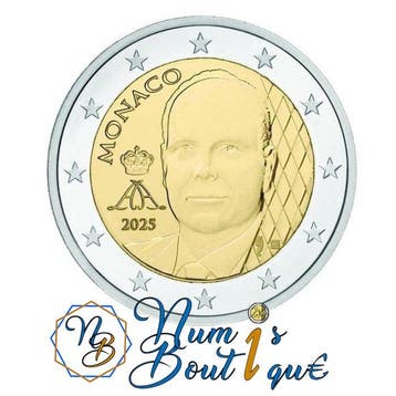 Monaco. 2 Euro 2025 Nouvelle Face (25 monnaies) en rouleau, Postzegels en Munten