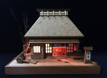 Vintage Japanese Hand-Crafted Wooden Miniature Diorama -