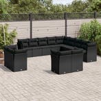 vidaXL 13-delige Loungeset met kussens poly rattan zwart, Verzenden, Nieuw, Loungeset