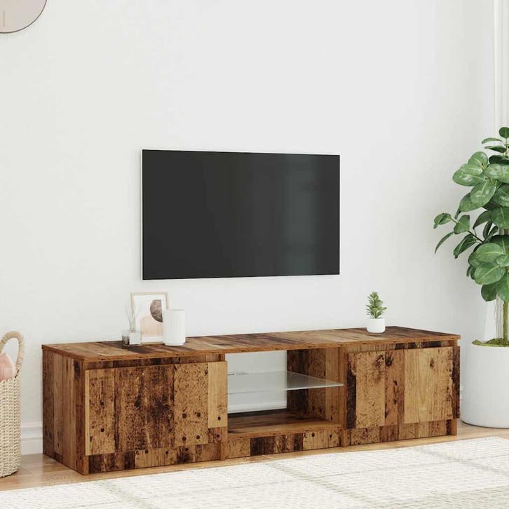 vidaXL Tv-meubel met LED 140x40x36 cm bewerkt hout oud, Huis en Inrichting, Kasten |Televisiemeubels, Nieuw, Verzenden
