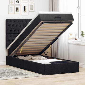 vidaXL Bed met matras 90x200 cm stof zwart, Verzenden