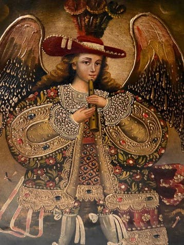 Cuzco School - Musician Archangel Gabriel Angel of The