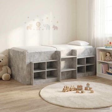 vidaXL Loft Bed Frame met Kast met plank 3 st Betongrijs, Verzenden, Nieuw