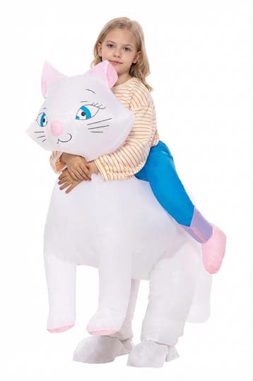 KIMU® Opblaas Kostuum Kinderen Aristocats Zittend Op Kat 80, Ophalen of Verzenden, Nieuw