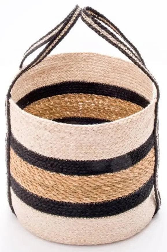 Fair Trade Mand Beige/zwart Jute - Hogla 35cm x h28cm, Audio, Tv en Foto, Fotografie | Fotolijsten, Nieuw, Verzenden