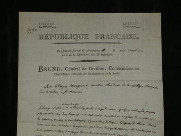 Guillaume Brune, Maréchal de France - Lettre signée - Prise, Nieuw