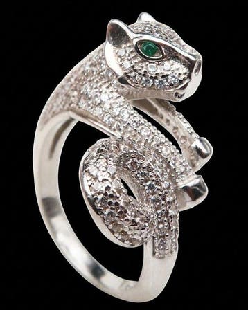 Smaragd - Zilver, Het Wilde Instinct van de Panter - Ring