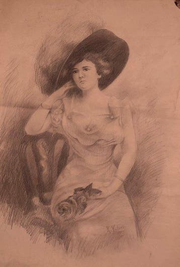 Romano Valori (1886-1918) - Ritratto di nobildonna