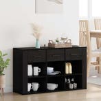 vidaXL Dressoir met lade Zwart Eiken 100 x 30 x 59,5 cm, Huis en Inrichting, Verzenden, Nieuw