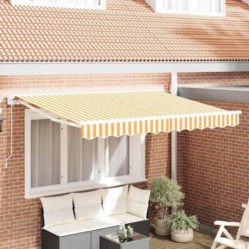Zonnescherm doek Geel/Wit | Tweede kansje | OP = OP, Verzenden, Overige typen, Zo goed als nieuw, 150 tot 300 cm