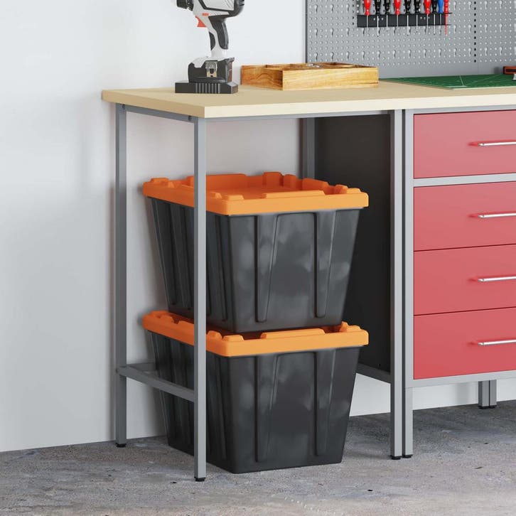 vidaXL Hoektafel Grijs 55 x 55 x 85 cm Staal en Gengineerd, Doe-het-zelf en Bouw, Werkbanken, Nieuw, Verzenden