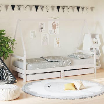 vidaXL Kinderbedframe met lades 80x200 cm massief grenenhout, Verzenden