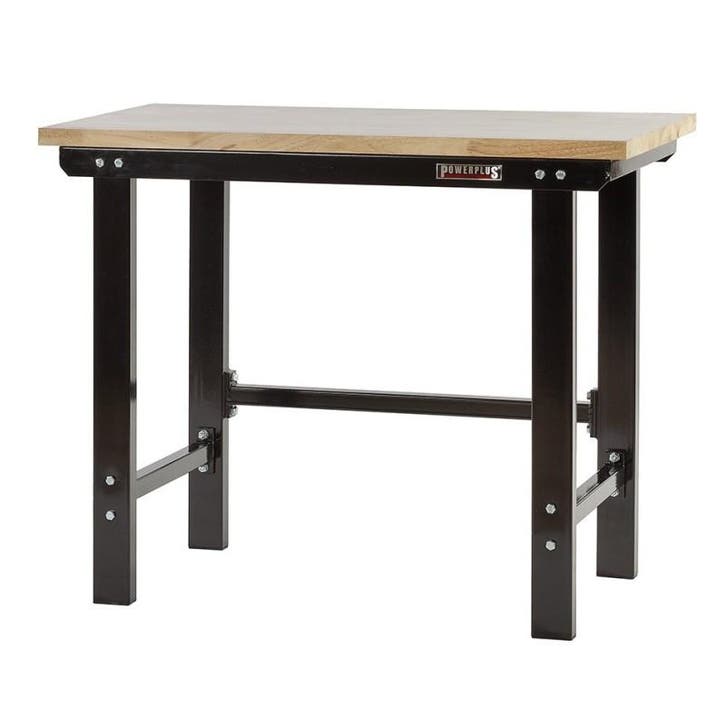 Werkbank zwart 120 cm met hardhouten blad, Bricolage & Construction, Établis, Enlèvement ou Envoi
