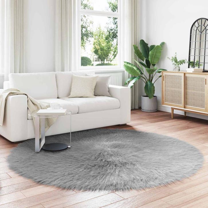 vidaXL Tapijt van imitatie schapenvacht TAFALLA Grijs Ø 200, Maison & Meubles, Ameublement | Tapis & Moquettes, Envoi