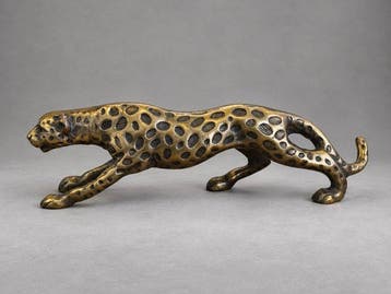 Sculpture, Sluipende panter – metaal met goud- en