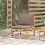 vidaXL Tuinmiddenbank met kussens bamboe taupe, Verzenden, Nieuw