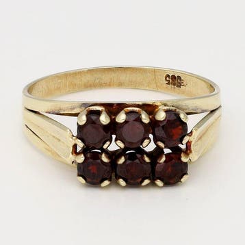 Bague - 14 carats Or jaune Grenat