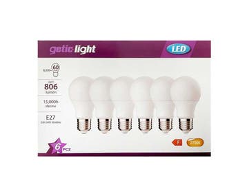 Veiling - 5x Energetic A60 Frost LED-lamp 8,6W 4000K E27 6-p, Huis en Inrichting, Lampen | Spots, Nieuw