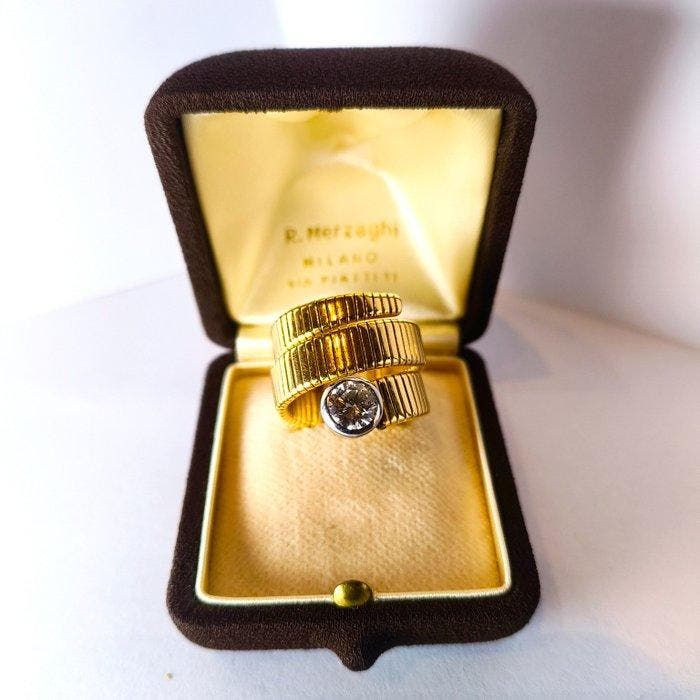Bague - 18 carats Or jaune, Or blanc - 0.85ct. tw. Diamant, Handtassen en Accessoires, Ringen