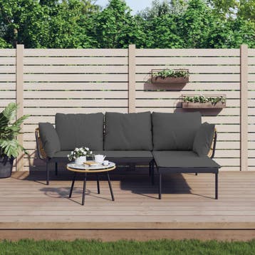 vidaXL 3-delige Loungeset met kussens poly rattan, Verzenden, Nieuw, Loungeset