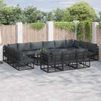 vidaXL Tuinbank Set met kussen 13 pcs Zwart Aluminium, Verzenden, Nieuw