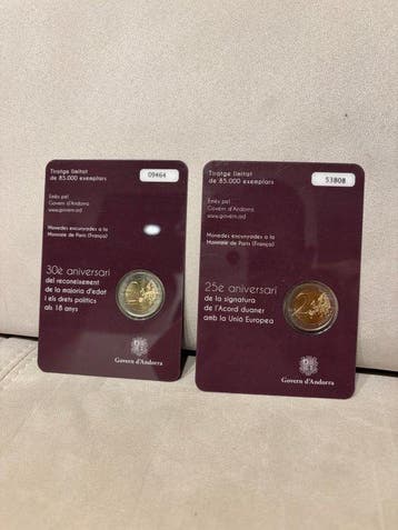 Andorra. 2 Euro 2015 Accords douaniers + Majorité à 18