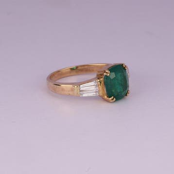Ring - 18 karaat Geel goud - 2.60ct. tw. Smaragd - Diamant, Nieuw