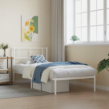 vidaXL Bedframe met hoofdbord metaal wit 90x190 cm, Verzenden, Nieuw