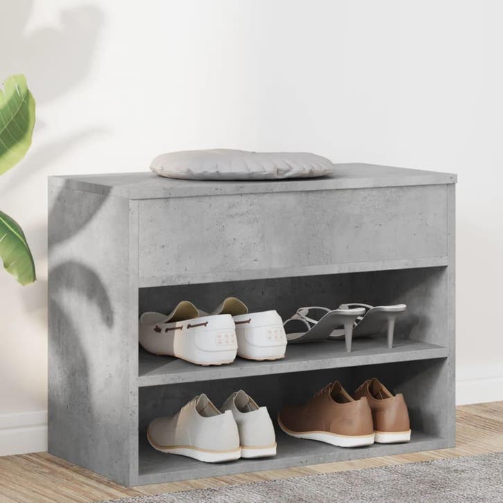 vidaXL Schoenenbank 60x30x45 cm bewerkt hout betongrijs, Huis en Inrichting, Kasten | Schoenenkasten, Nieuw, Verzenden