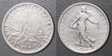 France Frankreich Km 844 1 Franc 1906 Typ Saemann, Postzegels en Munten, Verzenden, België