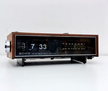 Flip klok - SONY Digimatic Space Age Hout, Plastic -, Antiek en Kunst