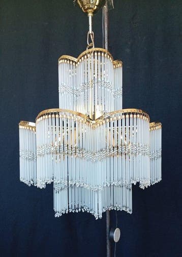 Plafonnier - Laiton, Cristal, Bronze - Lustre italien
