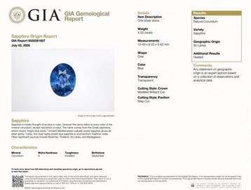 1 pcs Bleu Saphir - 4.03 ct - Gemological Institute of, Nieuw