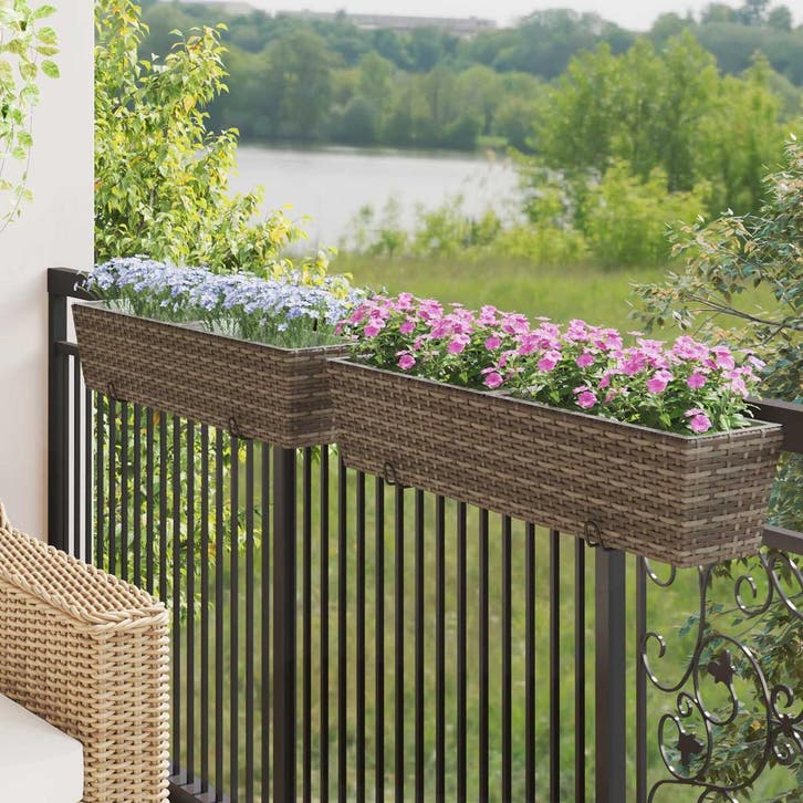 vidaXL Balkon 2 pcs 80 x 17 x 17 cm Metaal, Tuin en Terras, Bloempotten, Nieuw, Verzenden
