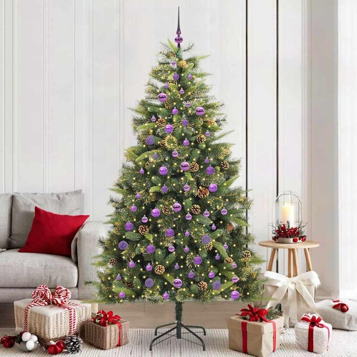vidaXL Kunstmatige Scharnierende Kerstboom met Kegels Groen, Divers, Noël, Envoi