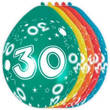 Ballonnen 30 Jaar Versiering 30cm 5st, Hobby en Vrije tijd, Verzenden, Nieuw