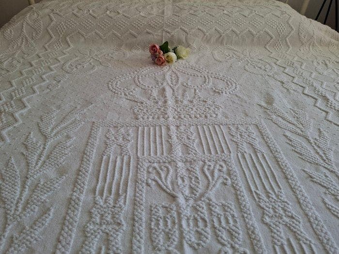 Spectaculaire sprei, gemaakt op een handweefgetouw met een, Antiquités & Art, Tapis & Textile