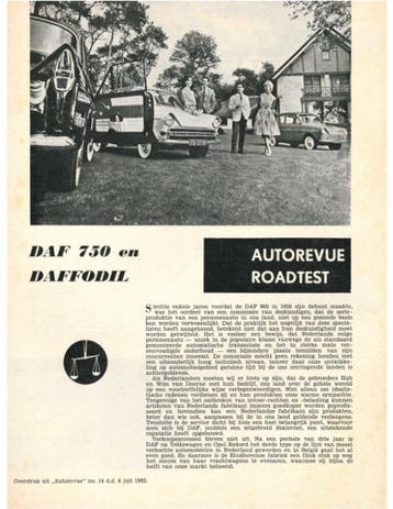 1962 DAF 750 DAFFODIL BROCHURE NEDERLANDS, Ophalen of Verzenden, Nieuw