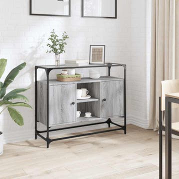 vidaXL Dressoir met glazen blad 98x35x81 cm bewerkt hout, Huis en Inrichting, Kasten | Dressoirs, Verzenden, Nieuw