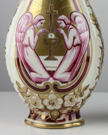 Vase - Paire de vases religieux en porcelaine française –