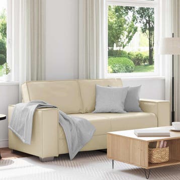vidaXL Loveseat Crème 180 cm Kunstleer, Verzenden, Nieuw
